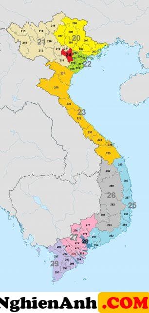Hình ảnh bản đồ Việt Nam mã điện thoại