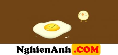 Hình Ảnh Bìa Cute chú gà con nhìn trứng opla