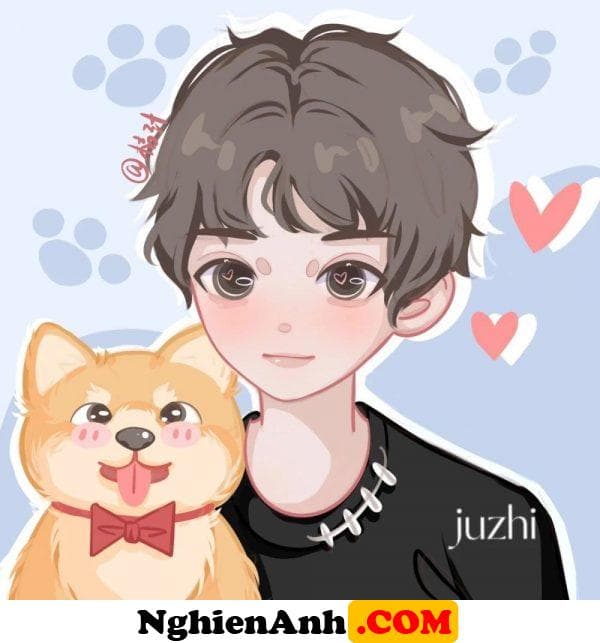 Ảnh avatar đẹp trai cute và chú chó shiba
