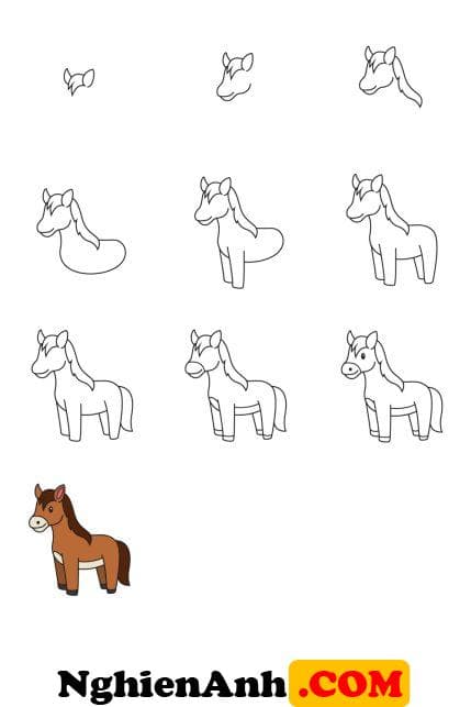 Tổng hợp các bước vẽ con ngựa đơn giản