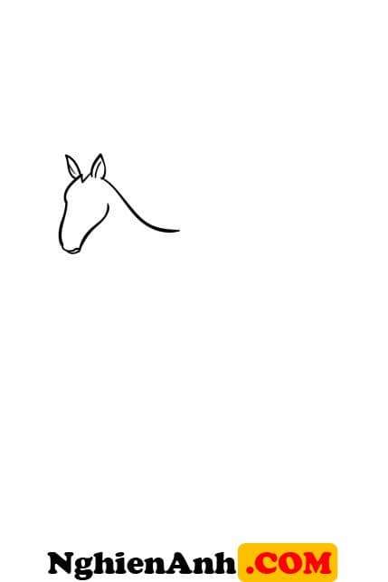 Cách vẽ con ngựa đơn giản bước 1: vẽ đầu và tai ngựa