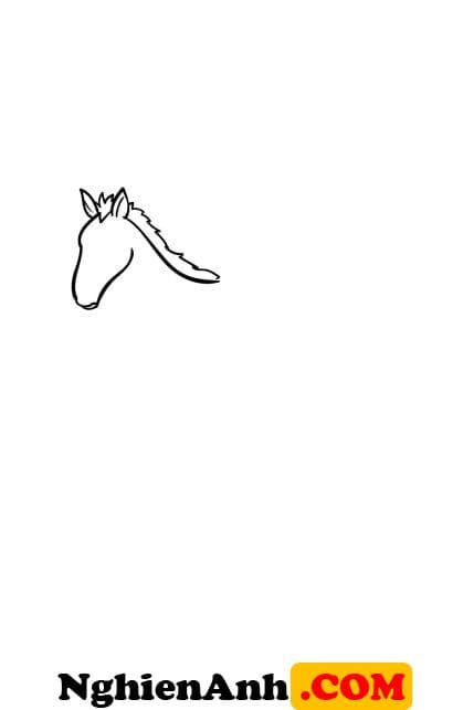 Cách vẽ con ngựa đơn giản bước 2: Vẽ bờm ngựa