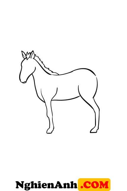 Cách vẽ con ngựa đơn giản bước 4: Vẽ chân ngựa