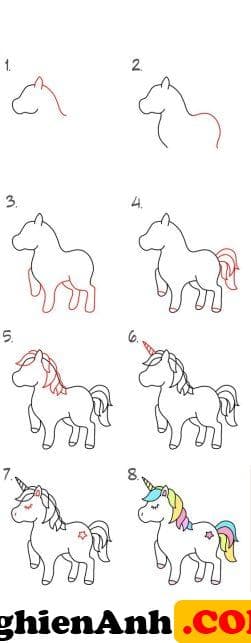 Cách vẽ con ngựa dễ thương với 8 bước cơ bản