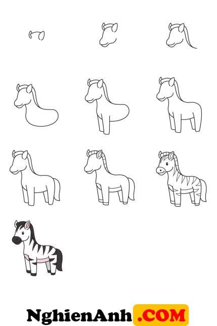 Cách vẽ con ngựa vằn đơn giản nhất