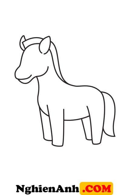 Cách vẽ con ngựa vằn bước 7: Thêm đuôi ngựa